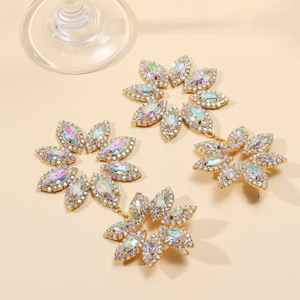 Temperament style European and American exaggerated flowers rhinestone big earrings wholesale stage banquet accessories earrings high sense of luxury
