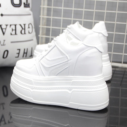 Inner Height 14cm Women's Shoes Autumn New Thick Bottom Platform 12cm Small White Shoes Small Casual Sports Board Shoes