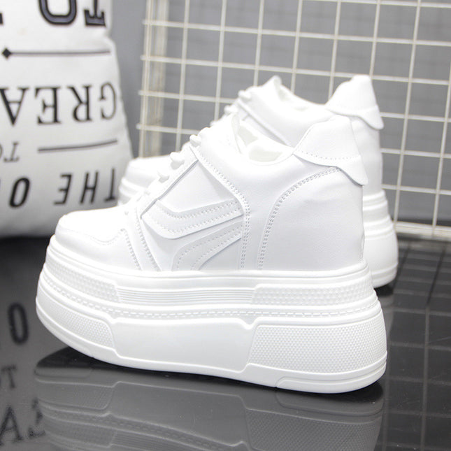 Inner Height 14cm Women's Shoes Autumn New Thick Bottom Platform 12cm Small White Shoes Small Casual Sports Board Shoes