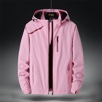 Men's and women's LOGO work clothes windproof waterproof outdoor mountaineering clothing plus velvet warm hooded coat wholesale