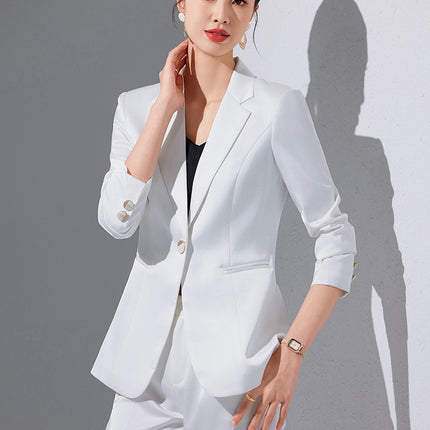 White Suit suit Women's Spring and Autumn Long Sleeve Korean Style Business Wear Temperament Goddess Fan Manager Dress Work Suit