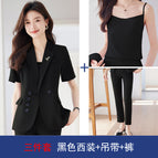 Three-piece black suit suspenders / S