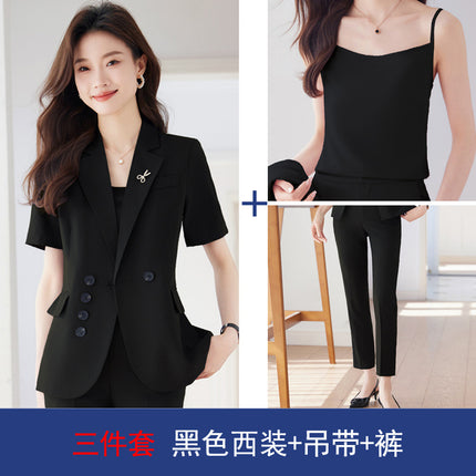 Professional Suit suit Women's Dress Temperament Slim Summer OL Commuter Tooling Hotel Front Desk Jewelry Store Work Clothes