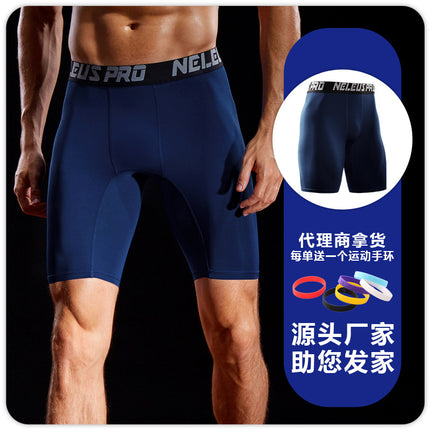 Sports Outdoor Yoga Pants Spring and Summer Fitness Running Marathon Base Shorts Quick-Drying Tight Compression Five-Point Shorts for Men