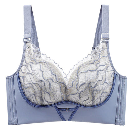 0.3CM Thin Large Cup Underwear Women's No Steel Ring Breathable 44 plus size Bra Push-up Adjustable Lace Hair