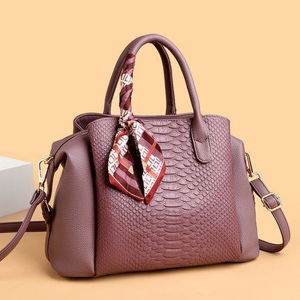 New Cross-Border Handbag Women's Bag Crossbody Large Bag Large Capacity Fashion Retro Versatile Crocodile Pattern Boston Pillow Bag