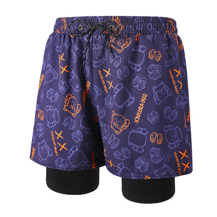 Anti-Embarrassment Men's Swimming Trunks Set Sun Protection Boys Swimming Equipment Swimming Trunks Loose Large Size Beach Trunks Swimming Trunks