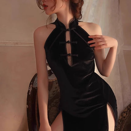 Red Cheongsam Sexy Pajamas Pure Lust Style Fun Nightgown Bed Sexy Abstinence Style Sexy Temptation Hip Skirt