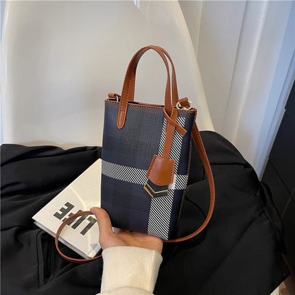 Mini Niche Handbag Women's 2024 New Fashion Plaid Small Bag Shoulder Bag Crossbody Bag Stylish Mobile Phone Bag