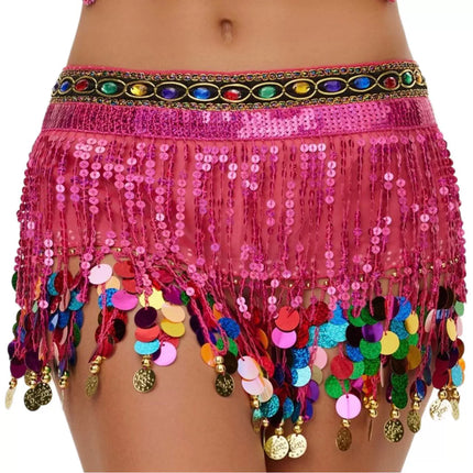 Cross-border explosions belly dance waist chain sequins tassel dance hip towel Indian dance gong pure color film practice waist towel
