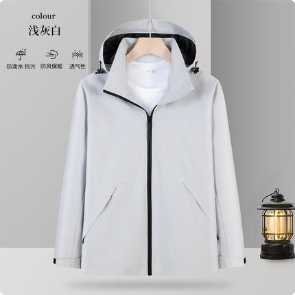 Removable Cap Waterproof Windproof Group Jacket Tooling Outdoor Hard Shell Rushwork Custom Work Clothes for Men and Women Autumn and Winter