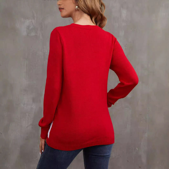 Foreign trade cross-border Europe and the United States autumn and winter small ball elk jacquard sweater Amazon autumn and winter pullover women's Christmas sweater