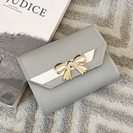 Foreign Trade Wholesale Women's Color-Blocked Bowknot Multi-Card Slot Coin Purse 2025 Korean Style Summer and Autumn New Mini Wallet