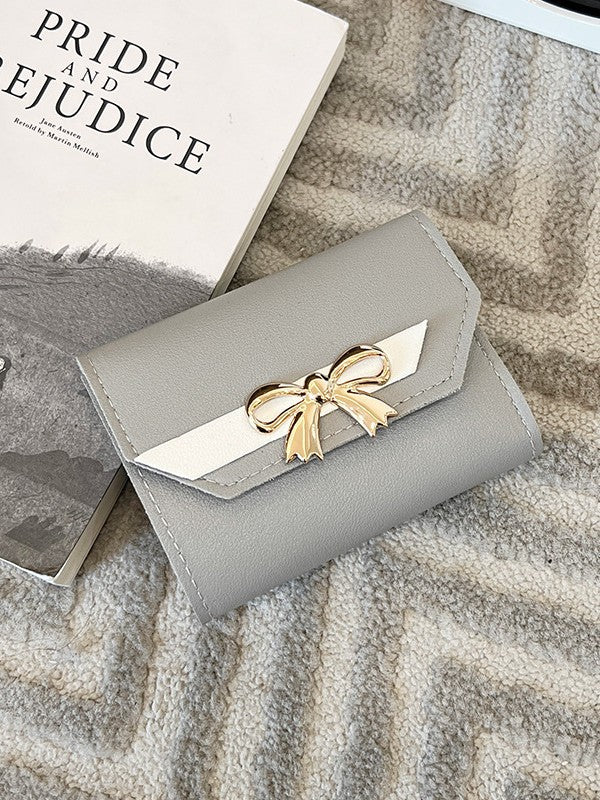 Foreign Trade Wholesale Women's Color-Blocked Bowknot Multi-Card Slot Coin Purse 2025 Korean Style Summer and Autumn New Mini Wallet