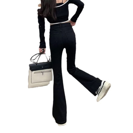 American Retro High Waist Flared Pants Micro-Lar Jeans Women's Spring and Autumn 2024 New Mini Horseshoe Pants Spring and Autumn