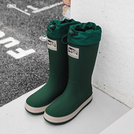 Korean fashion couple waterproof rain shoes non-slip outdoor camping rubber shoes all-match cotton warm water shoes Taobao cross-border