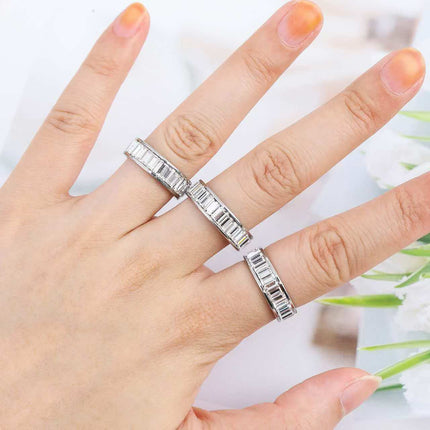 Cross-border plain ring stainless steel ring rectangular zircon ring titanium steel diamond lovers ring jewelry wholesale