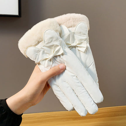 Autumn and winter warm gloves fleece-lined thick skin-feeling fabric windproof water-splashing cartoon outdoor sports cycling wholesale