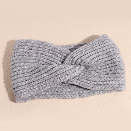 European and American cross-border knitted hair band fashionable all-match elastic wool cross headband autumn and winter warm wide-brimmed hair accessories