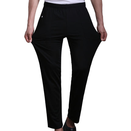 Stretch Elastic Chef Pants Men's Hotel Restaurant Kitchen Work Pants Catering Waiter Straight Pants Large Size Black