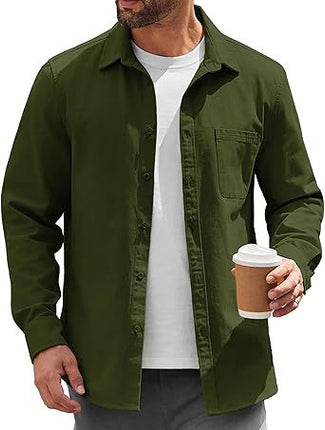 2024 Amazon Hot Sale Men's Light Button-Up Shirt Jacket Casual Jacket Inch Shirt Cotton Jacket