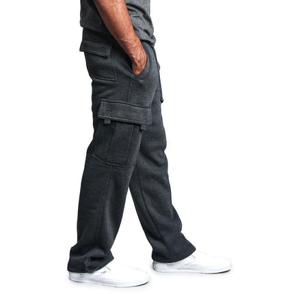 Cross-Border Export European and American New Men's Multi-Flap Pocket Pants Cargo Pants Autumn and Winter Brushed Casual Leggings Pants for Men