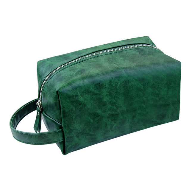 Cross-Border Travel Large-Capacity Pu Leather Makeup and Toiletry Storage Bag Retro Crazy Horse Leather Waterproof Handbag Niche High-End