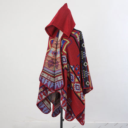 Ethnic Style Men's Hooded Cloak Shawl Women's Thickeneded Warm Xinjiang Xizang Lijiang Travel Photo Outer Cloak