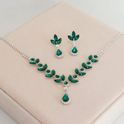Cross-border New Crystal Amethyst Necklace Earrings suit Evening Dress Accessories Bridal Accessories High-end Sense