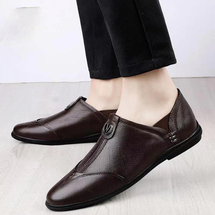 2024 new Joker men's leather shoes soft soft bottom business casual bean shoes work security dad shoes wholesale
