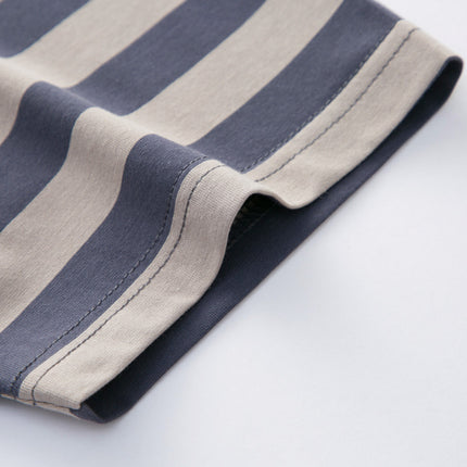 Mingdi Mouse Men's Summer New Short-sleeved Young and Middle-aged Crewneck T-shirt Business All-match Striped Men's T-shirt Top