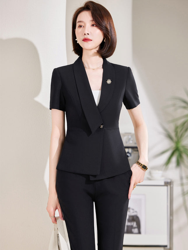 High-end professional suit women's summer new elegant goddess fan hotel front desk sales department overalls suit skirt