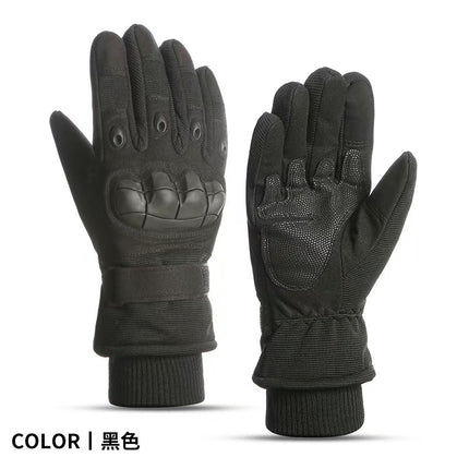 Men's and Women's Warm Cycling Fleece-Lined Thickened Cold-Proof Touchscreen Tactical Mountaineering Outdoor Ski Gloves for Adults, Windproof
