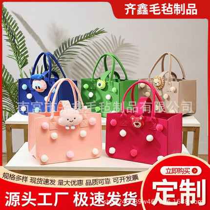 Factory Supplies Trendy Bags for 100-Day Celebrations, Birthday Favors, Cartoon Felt Bags, Student Lunch Box Storage