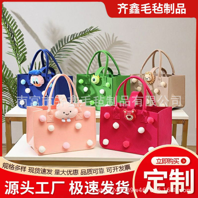 Factory Supplies Trendy Bags for 100-Day Celebrations, Birthday Favors, Cartoon Felt Bags, Student Lunch Box Storage
