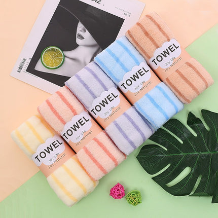 Striped Towel Manufacturer Wholesale Warp Knitted Coral Velvet 35*75cm Hand Towel Absorbent Adult Souvenir Gift