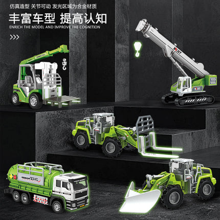 Children's Alloy Artificial Dump Truck Engineering Vehicle Inertia Mixer Truck Oil Tanker Bulldozer Crane Excavator Model