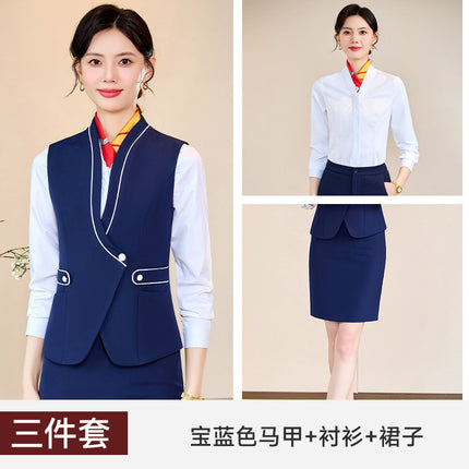 Stewardess Uniform Female Professional suit Railway Flight Attendant Student Tooling Sales Hotel Front Desk Beautician Work Clothes