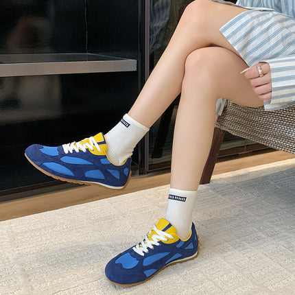 2025 Summer New Style Splicing Breathable Retro Forrest Gump Shoes for Women Versatile Casual Flat Lace-Up Moral Training Shoes Trendy