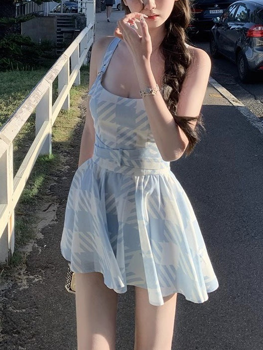 Llan Peninsula Dusk Sexy Backless Cross Design Sling Puffy dress Women's New Arrival