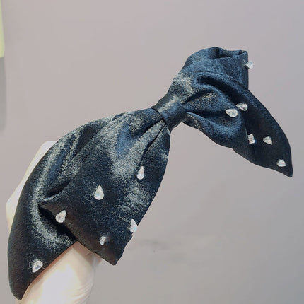Bow hairpin new black fabric headdress spring clip French high-end head clip jewelry hair clip