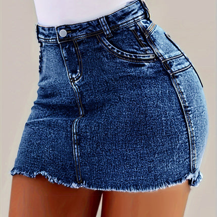 Sexy High-Waisted Denim Mini Skirt - Fashion Casual Jean
