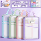 [extra thick 3-layer portable/free label] 4 pieces/purple+pink+blue+green