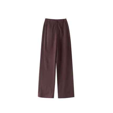 Wide Leg Pants Women's 2025 New Style Small Loose Wide Leg Casual Pants Spring and Autumn Mop Slimming All-match Stand-up Cut Textile