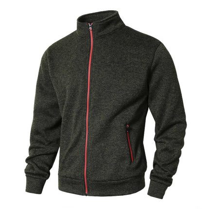 Plus-Size Men's Autumn and Winter Stand-Collar Cardigan Sweatshirt, Cationic Fleece-Lined Knit Jacket, Extra-Large Men's Clothing, In-Stock Fast Delivery