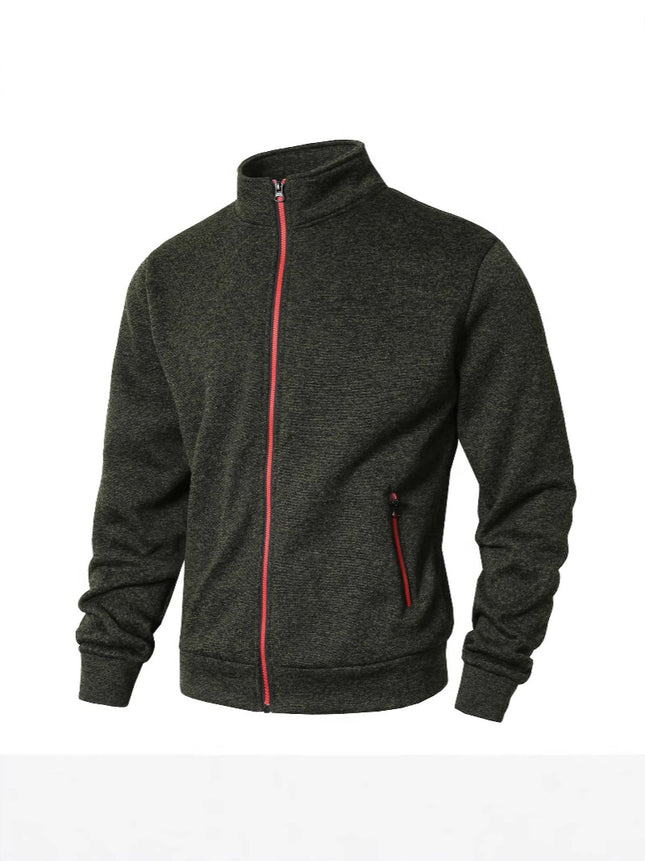 Plus-Size Men's Autumn and Winter Stand-Collar Cardigan Sweatshirt, Cationic Fleece-Lined Knit Jacket, Extra-Large Men's Clothing, In-Stock Fast Delivery