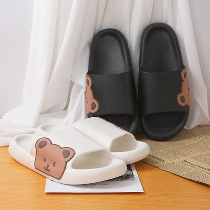 New Cartoon Slippers Women's Summer Home Indoor Thick Sole Shit Bear Slippers Bathroom Slippers Men's Summer