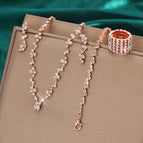 425785424-5 rose gold necklace earrings bracelet ring set