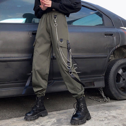 [Send Chain] Spring and Autumn Black Leg Overalls Women's Hip-Hop Trendy ins Straight Loose Bf Haren Pants for Children
