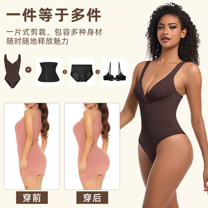 New Kardashian Sk Style Lingerie Camisole with Zipper, Seamless Backless Design, Three-Dimensional Hip-Lifting Shapewear Bodysuit